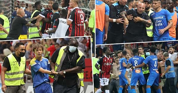 Nice - Marsilya maçında taraftar sahaya indi