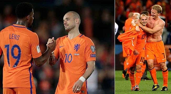 Lens ve Kuyt'tan Sneijder'e kutlama