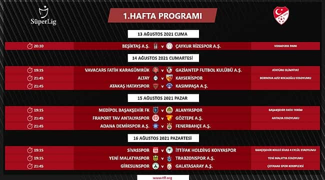 Süper Lig ilk 3 hafta fikstürü açıklandı