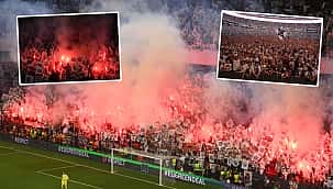 UEFA Avrupa Ligi finalinde tribünler alev alev