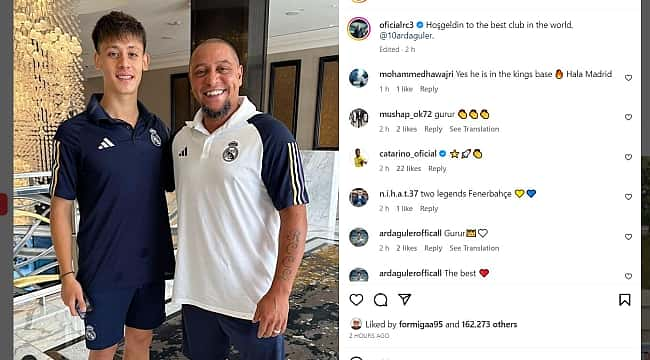 Roberto Carlos'un Arda Güler paylaşımı