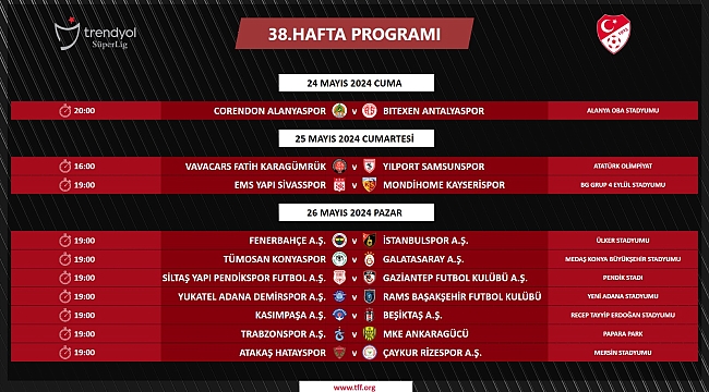 Son haftanın programı açıklandı!