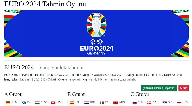 EURO 2024 tahmini oyunu