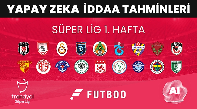 Süper Lig 1. hafta yapay zeka iddaa tahminleri