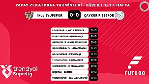 Süper Lig 13. hafta yapay zeka iddaa tahminleri