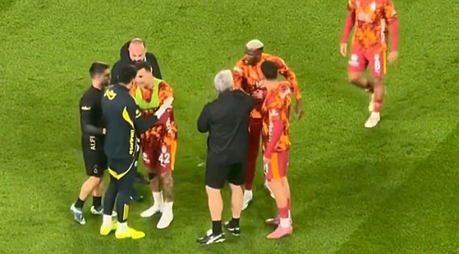 Derbi ısınmasında kavga!