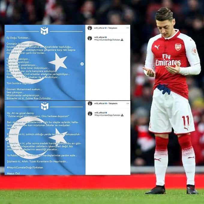 Mesut Özil'den Çin'in Doğu Türkistan'daki politikalarına sessiz kalan  Müslümanlara tepki - Premier League - Futboo.com