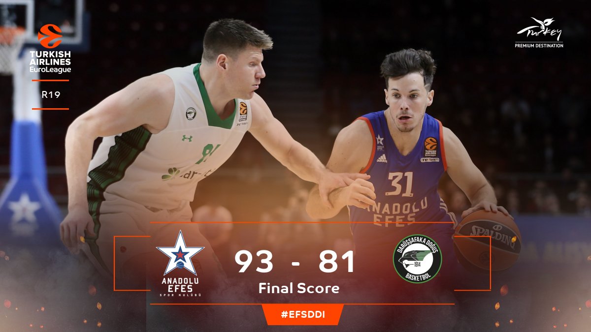 Anadolu Efes play-off'a tutundu: 93-81