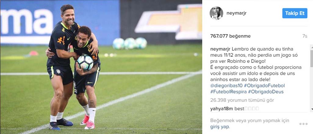 Neymar'dan Diego'ya övgü dolu sözler