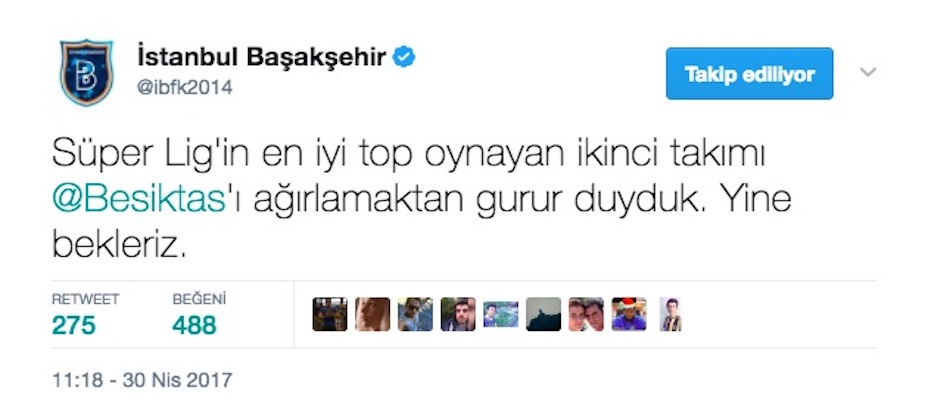 Başakşehir'den imalı paylaşım