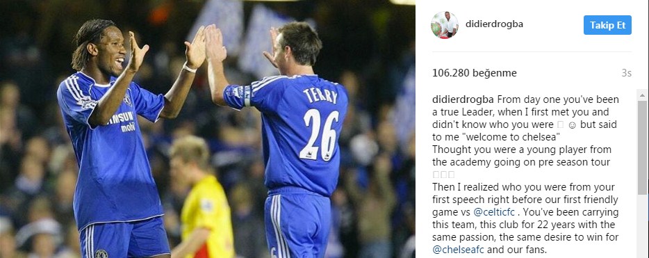 Drogba'dan John Terry'e teşekkür