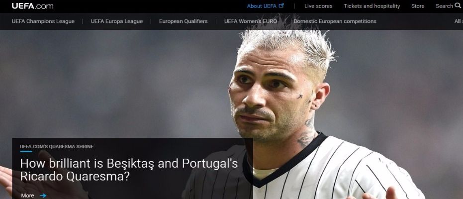 Ricardo Quaresma UEFA'nın manşetinde