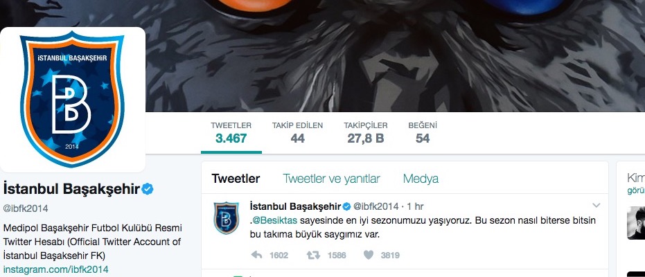 Başakşehir'den şampiyonluk yarışı ile ilgili paylaşım