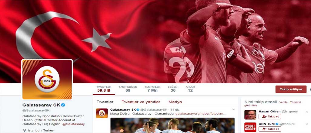 Galatasaray 7 milyon takipçiye ulaştı